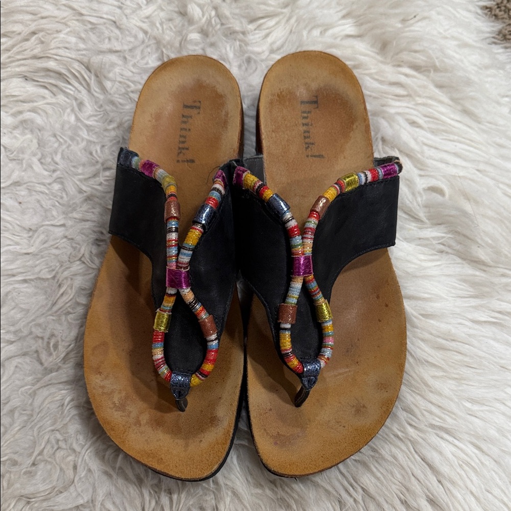 Think! Julia Rope Sandal Black/Combi Women’s Size 40 EU 9 US